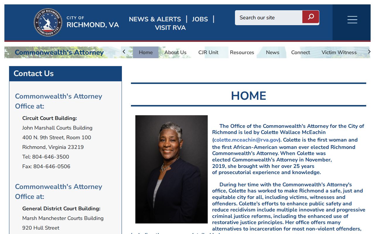 Richmond City Commonwealth's Attorney criminal court case programs