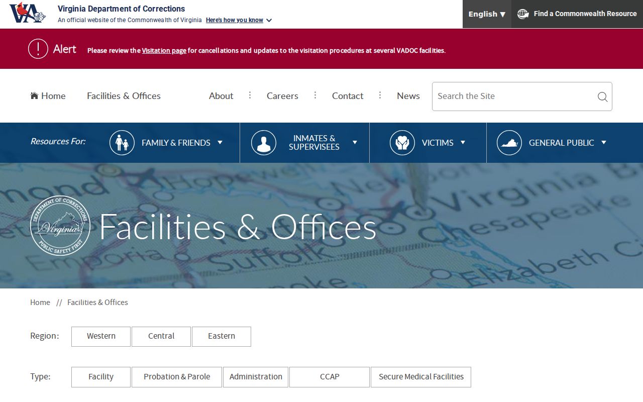 Richmond City criminal history and VADOC District 1 supervision office